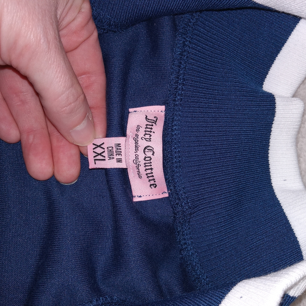 Juicy Couture Velour Full Zip Velvet Track Jacket XXL Navy Blue Y2K(fits Like L) - Picture 7 of 12